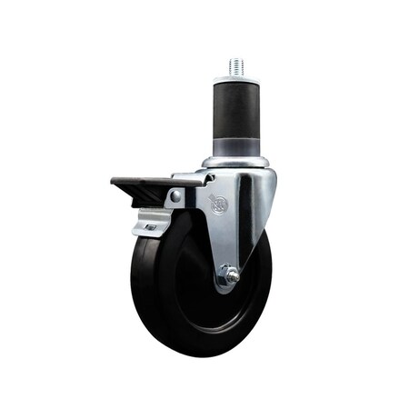 Service Caster 5'' Hard Rubber Swivel 1-5/8'' Expanding Stem Caster with Brake SCC-EX20S514-HRS-PLB-158